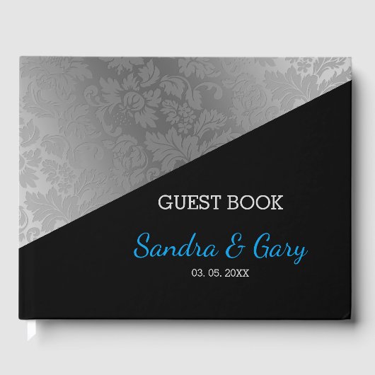 Silver Grey Floral Damask Gastenboek (Voorkant)