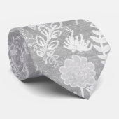 Silver Grey Floral Design Stropdas (Opgerold)
