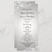 Silver Grey Floral Lace Wedding Programme Programma (Voorkant / Achterkant)