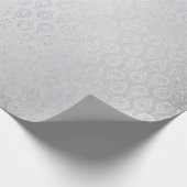 Silver Grey Floral Paisley Peacock Ornament Cadeaupapier (Hoek)