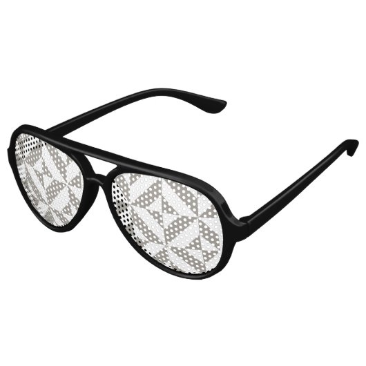 Silver Grey Geometric Deco Cube Pattern Aviator Zonnebril (Gekanteld)