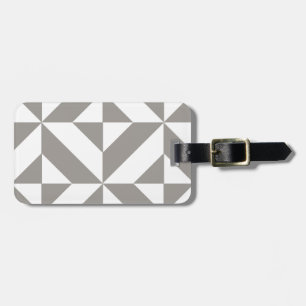Silver Grey Geometric Deco Cube Pattern Bagagelabel