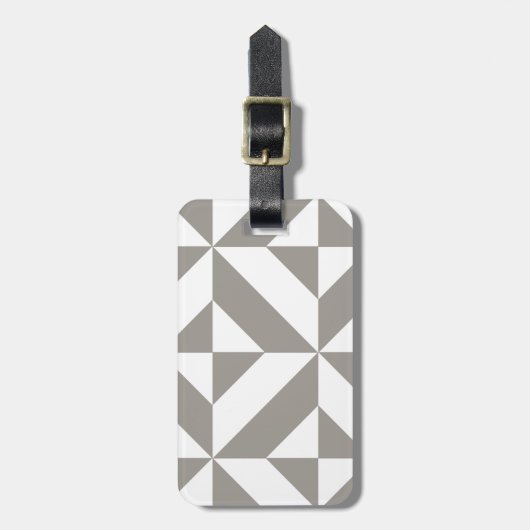 Silver Grey Geometric Deco Cube Pattern Bagagelabel (Voorkant verticaal)