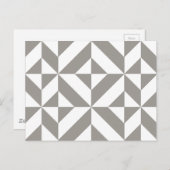 Silver Grey Geometric Deco Cube Pattern Briefkaart (Voorkant / Achterkant)