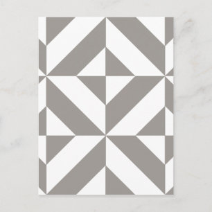 Silver Grey Geometric Deco Cube Pattern Briefkaart