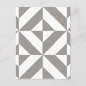 Silver Grey Geometric Deco Cube Pattern Briefkaart (Voorkant)