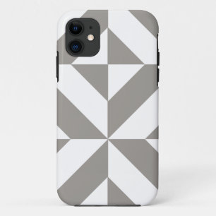 Silver Grey Geometric Deco Cube Pattern iPhone 11 Hoesje