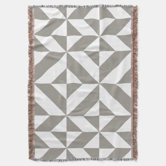 Silver Grey Geometric Deco Cube Pattern Deken (Voorkant Verticaal)