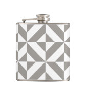 Silver Grey Geometric Deco Cube Pattern Heupfles (Voorkant)