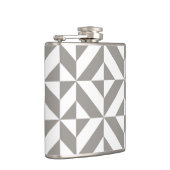 Silver Grey Geometric Deco Cube Pattern Heupfles (Rechts)
