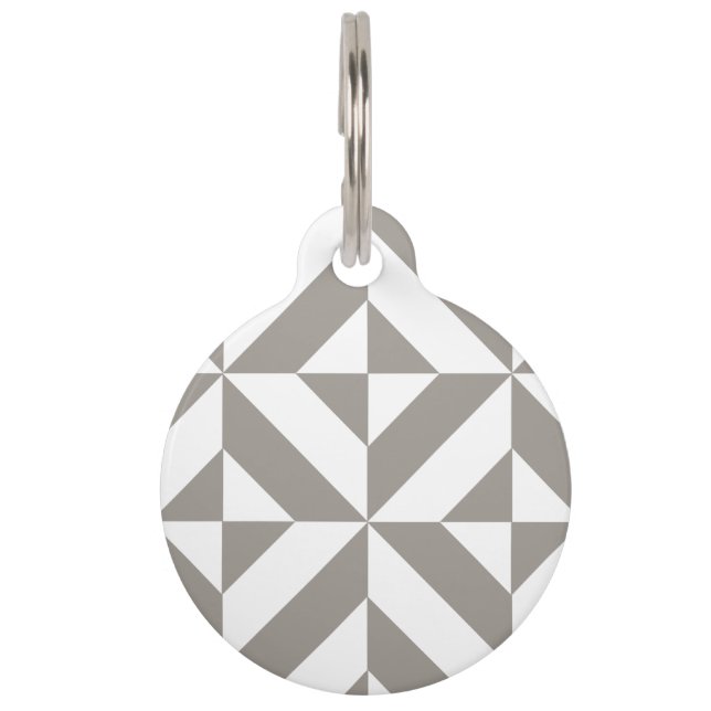 Silver Grey Geometric Deco Cube Pattern Huisdierpenning (Voorkant)