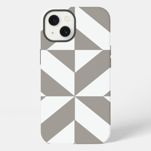 Silver Grey Geometric Deco Cube Pattern iPhone Hoesje (Achterkant)