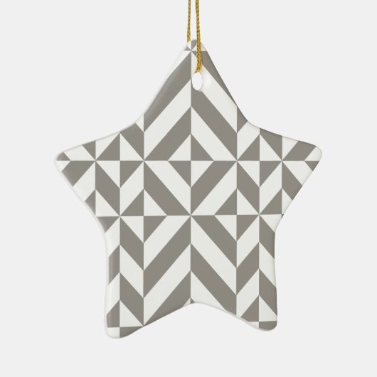 Silver Grey Geometric Deco Cube Pattern Keramisch Ornament (Rechts)