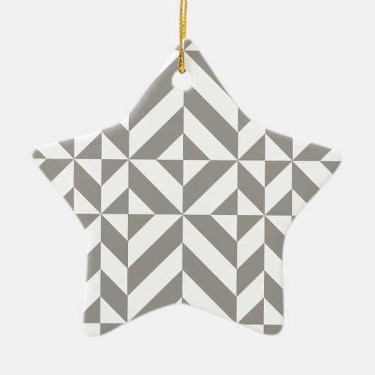Silver Grey Geometric Deco Cube Pattern Keramisch Ornament (Voorkant)