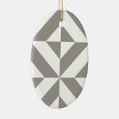 Silver Grey Geometric Deco Cube Pattern Keramisch Ornament (Rechts)