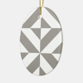 Silver Grey Geometric Deco Cube Pattern Keramisch Ornament (Links)