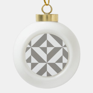 Silver Grey Geometric Deco Cube Pattern Keramische Bal Ornament