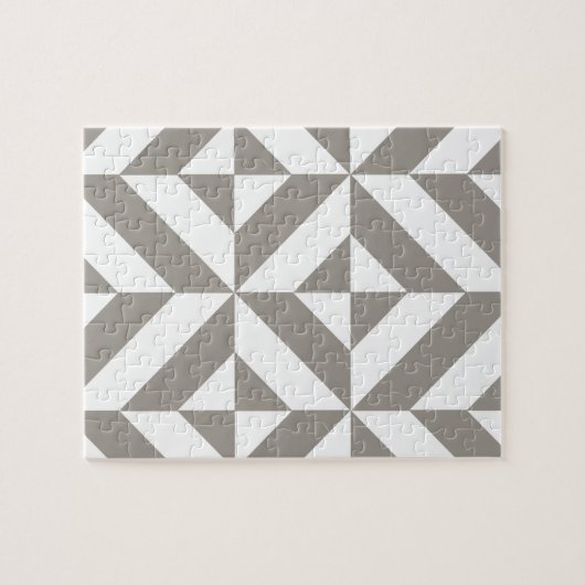 Silver Grey Geometric Deco Cube Pattern Legpuzzel (Horizontaal)