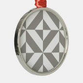 Silver Grey Geometric Deco Cube Pattern Metalen Ornament (Rechts)