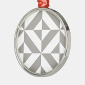 Silver Grey Geometric Deco Cube Pattern Metalen Ornament (Links)