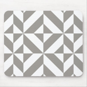 Silver Grey Geometric Deco Cube Pattern Muismat