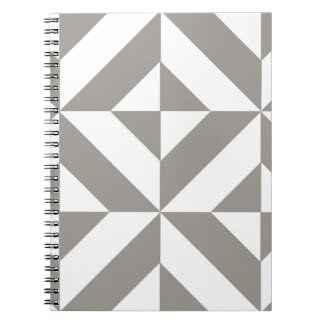 Silver Grey Geometric Deco Cube Pattern Notitieboek