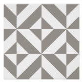 Silver Grey Geometric Deco Cube Pattern Perfect Poster (Voorkant)
