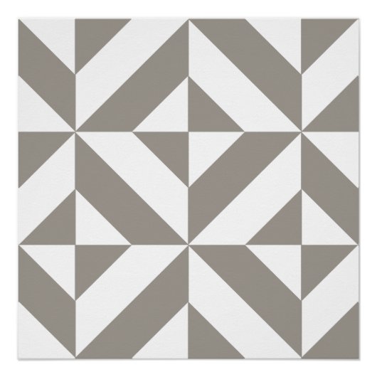 Silver Grey Geometric Deco Cube Pattern Perfect Poster (Voorkant)