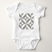 Silver Grey Geometric Deco Cube Pattern Romper (Voorkant)