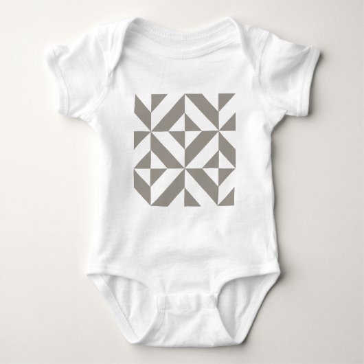 Silver Grey Geometric Deco Cube Pattern Romper (Voorkant)