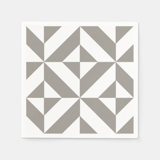 Silver Grey Geometric Deco Cube Pattern Servet (Voorkant)