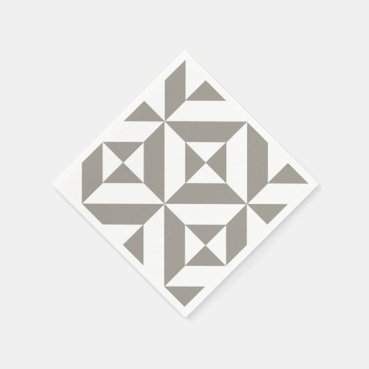 Silver Grey Geometric Deco Cube Pattern Servet (Hoek)
