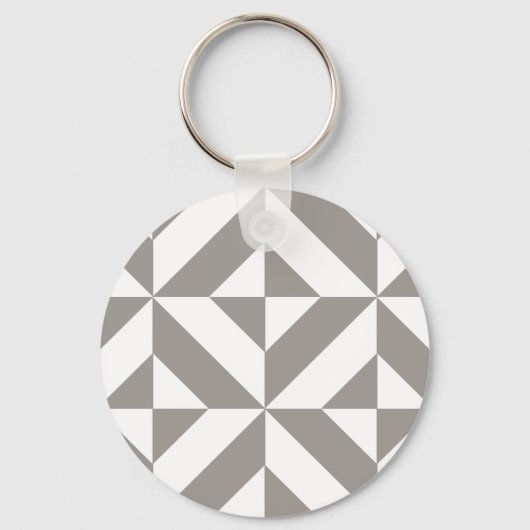 Silver Grey Geometric Deco Cube Pattern Sleutelhanger (Voorkant)