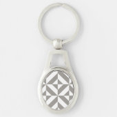Silver Grey Geometric Deco Cube Pattern Sleutelhanger (Voorkant)