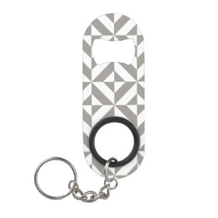 Silver Grey Geometric Deco Cube Pattern Sleutelhanger Flessenopener