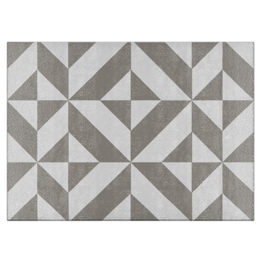 Silver Grey Geometric Deco Cube Pattern Snijplank (Voorkant)