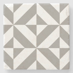 Silver Grey Geometric Deco Cube Pattern Stenen Onderzetter