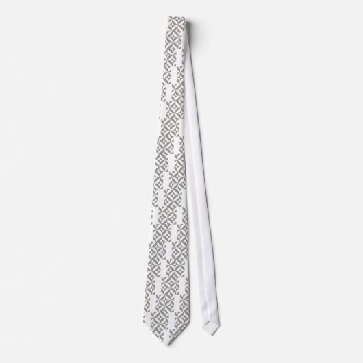 Silver Grey Geometric Deco Cube Pattern Stropdas (Voorkant)