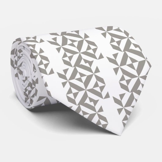 Silver Grey Geometric Deco Cube Pattern Stropdas (Opgerold)