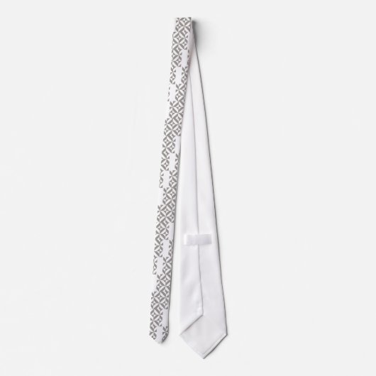 Silver Grey Geometric Deco Cube Pattern Stropdas (Achterkant)