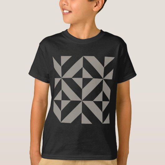 Silver Grey Geometric Deco Cube Pattern T-shirt (Voorkant)