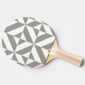 Silver Grey Geometric Deco Cube Pattern Tafeltennisbatje (Zijkant)