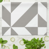 Silver Grey Geometric Deco Cube Pattern Theedoek (Gevouwen)