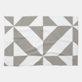 Silver Grey Geometric Deco Cube Pattern Theedoek (Horizontaal)