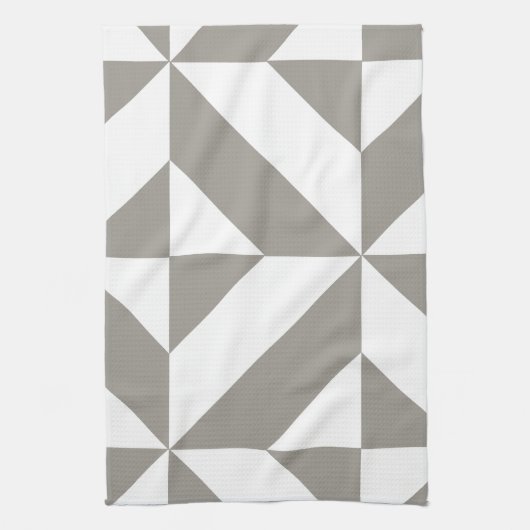 Silver Grey Geometric Deco Cube Pattern Theedoek (Verticaal)