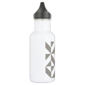 Silver Grey Geometric Deco Cube Pattern Waterfles (Links)