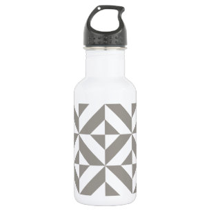 Silver Grey Geometric Deco Cube Pattern Waterfles
