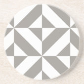 Silver Grey Geometric Deco Cube Pattern Zandsteen Onderzetter (Voorkant)