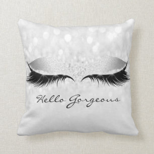 Silver Grey Girly Makeup Lashes Hallo Prachtige Kussen