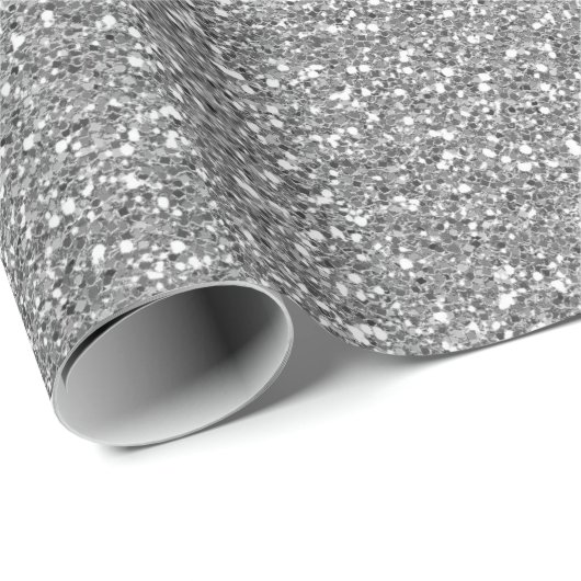 Silver Grey Glam Glitter Minimale hoeveelheid fijn Cadeaupapier (Rol Hoek)